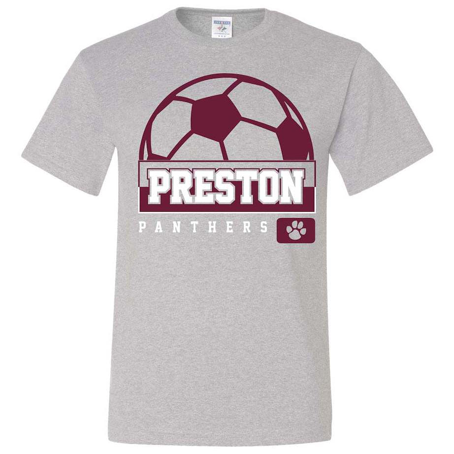 Preston High School Team Short Sleeve T-Shirt w/ Soccer Logo 