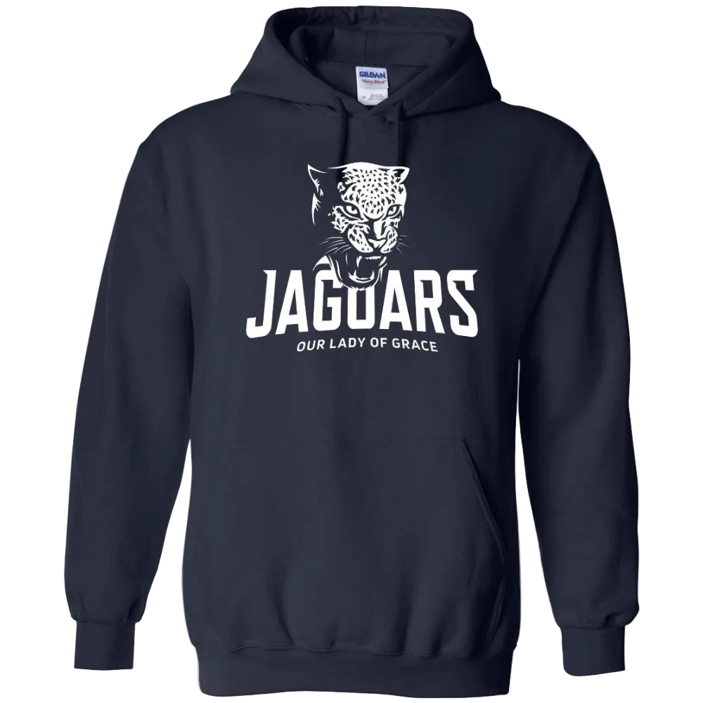 Our Lady of Grace School Spirit Pullover Hoodie w/ White Jaguar Logo 