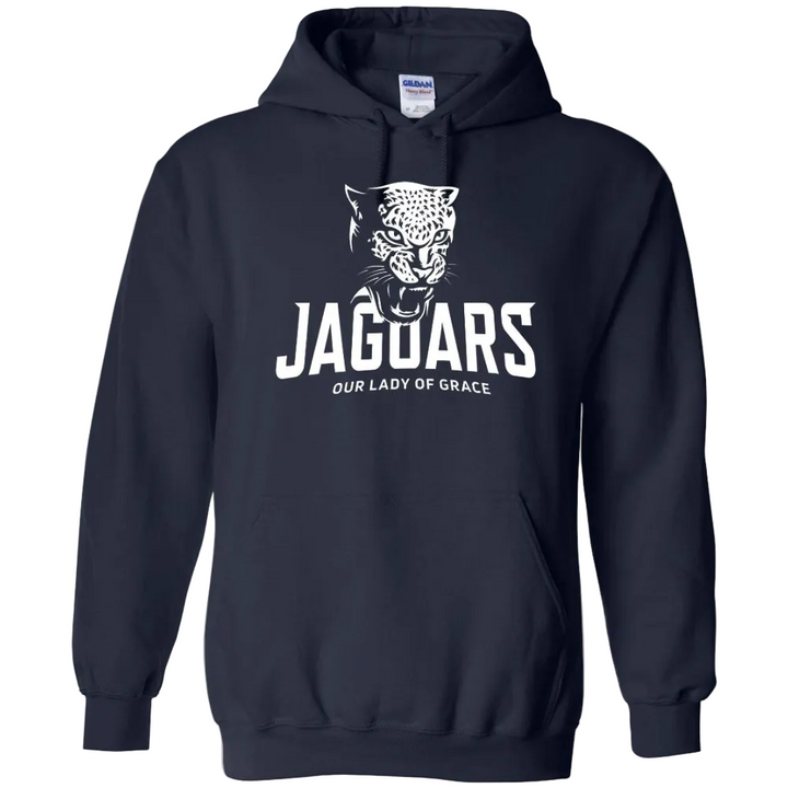 Our Lady of Grace School Spirit Pullover Hoodie w/ White Jaguar Logo 