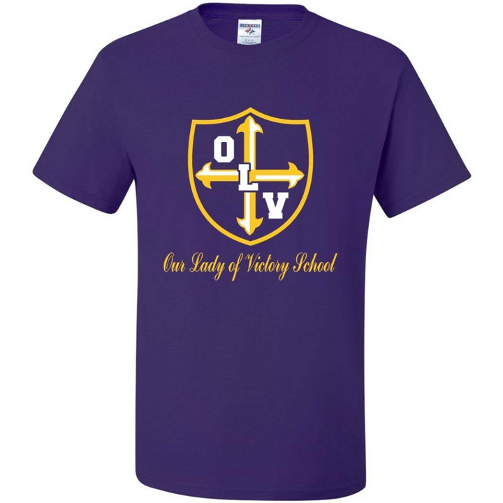 Our Lady of Victory School Spirit Short Sleeve T-Shirt w/ Gold Crest Logo 