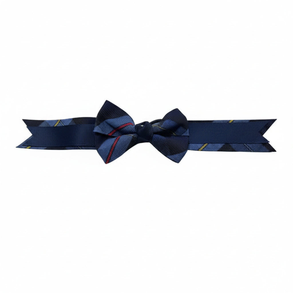 4‑Looped Plaid Bow with Plaid &amp; Ribbon Streamer Tails