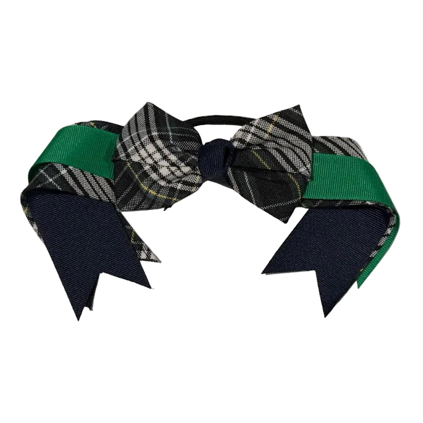4‑Looped Plaid Bow with Plaid &amp; Ribbon Streamer Tails