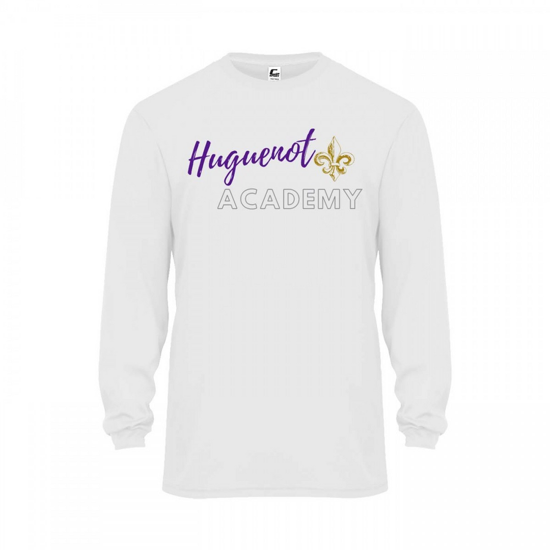 Huguenot Academy Spirit Performance Long Sleeve T-shirt w/ Logo 