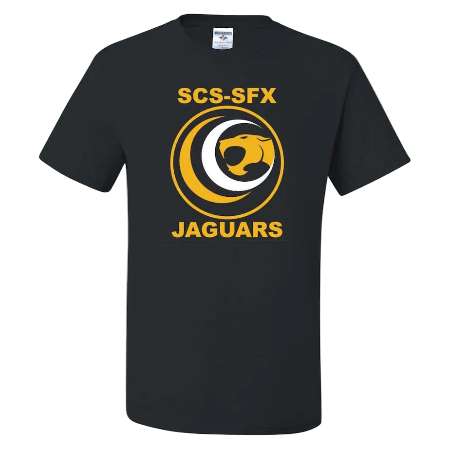 St. Clare of Assisi- St. Francis Xavier School Spirit Short Sleeve T-Shirt w/ Jaguar Logo 
