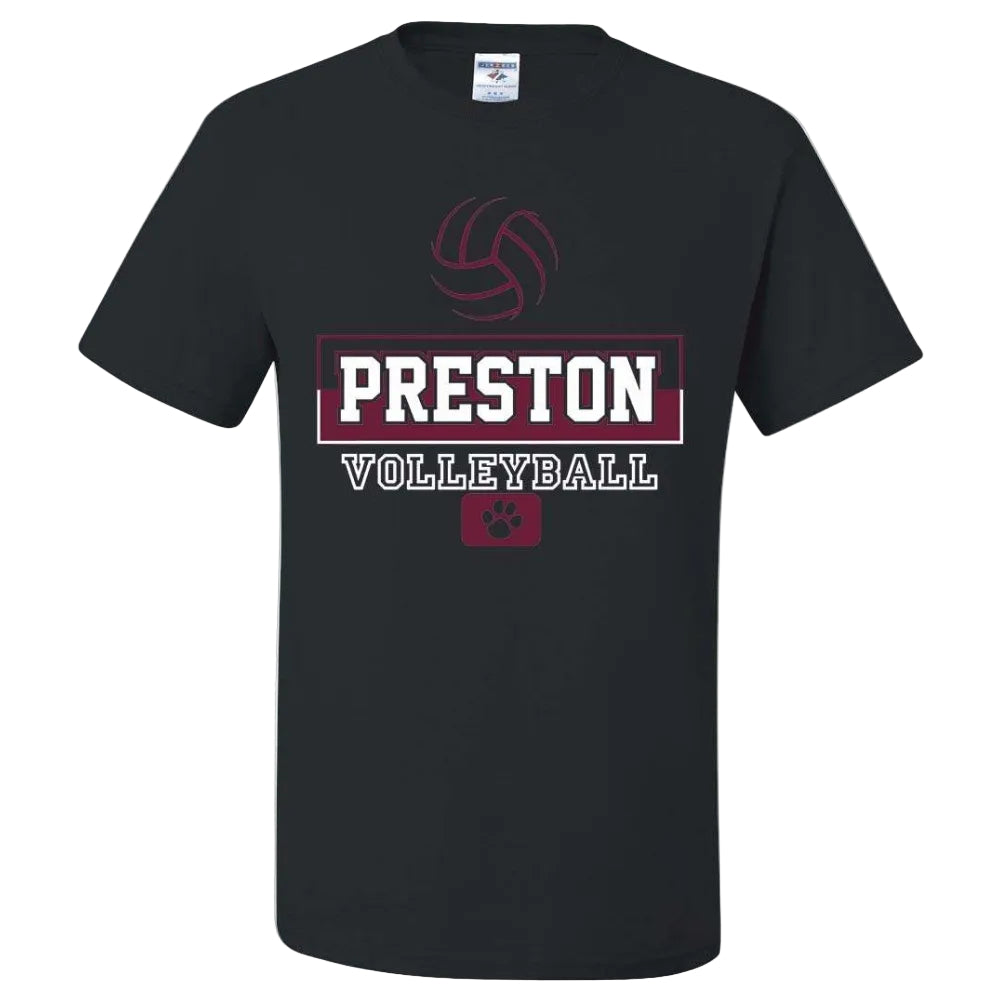 Preston High School Team Short Sleeve T-Shirt w/ Volleyball Logo 