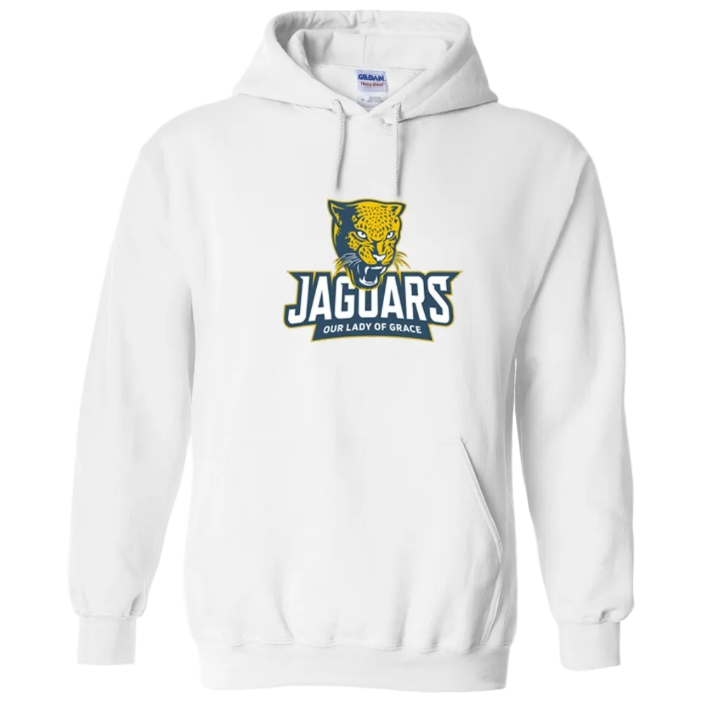 Our Lady of Grace School Spirit Pullover Hoodie w/ Full Color Jaguar Logo 