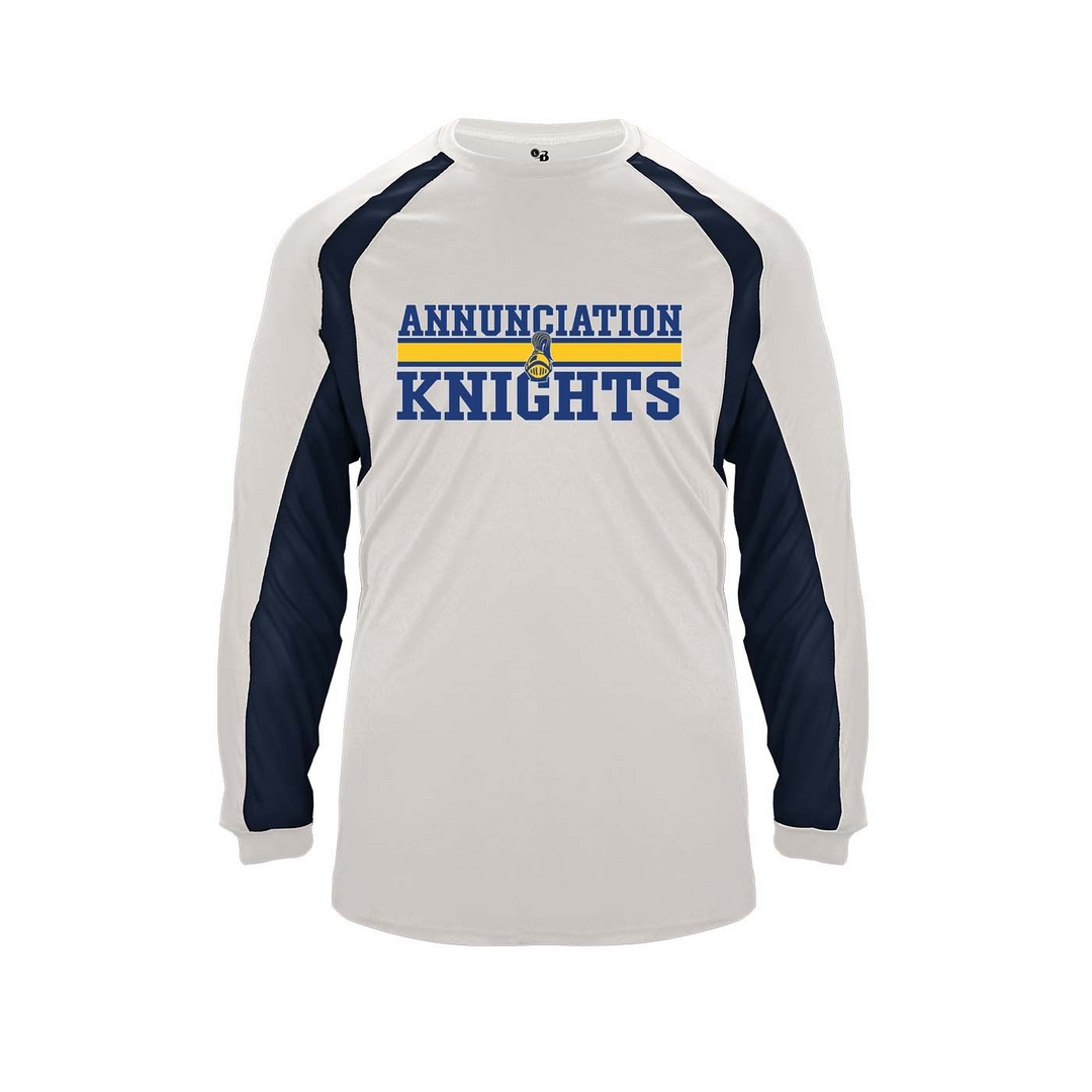 Annunciation School Spirit Hook Long Sleeve T-shirt w/ Knights Logo 