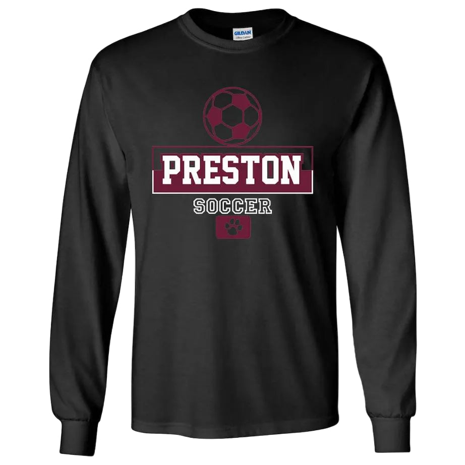 Preston High School Team Long Sleeve T-shirt w/ Soccer Logo 