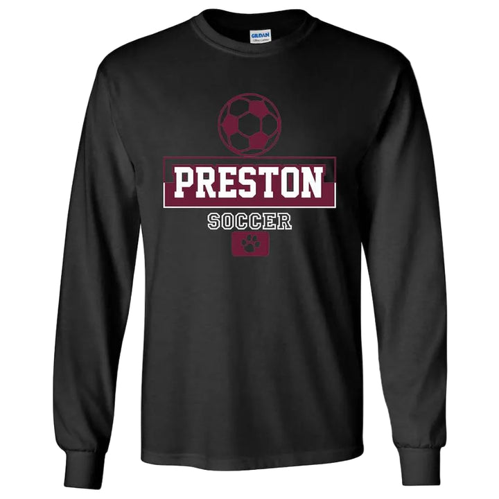 Preston High School Team Long Sleeve T-shirt w/ Soccer Logo 