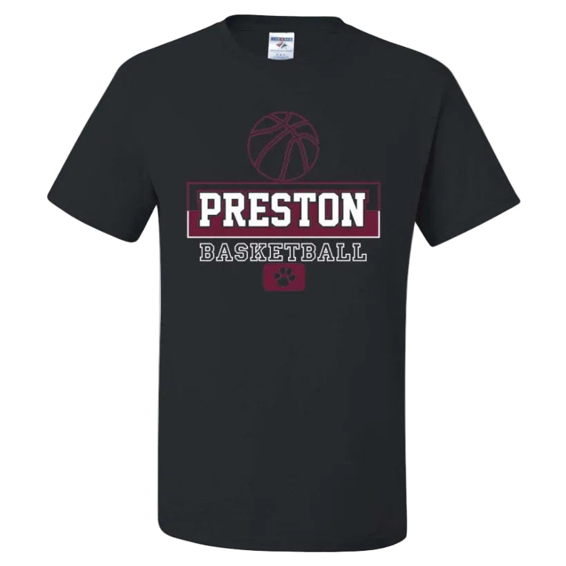 Preston High School Team Short Sleeve T-Shirt w/ Basketball Logo 