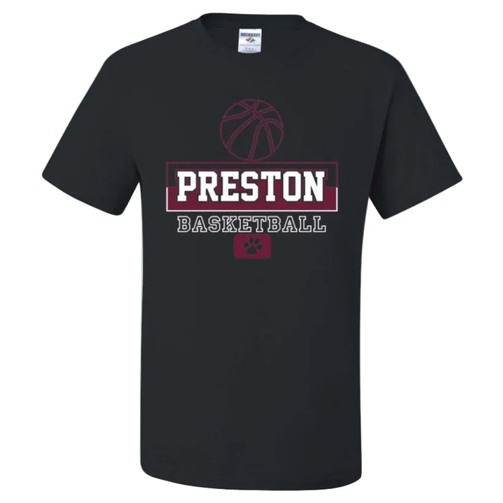 Preston High School Team Short Sleeve T-Shirt w/ Basketball Logo 