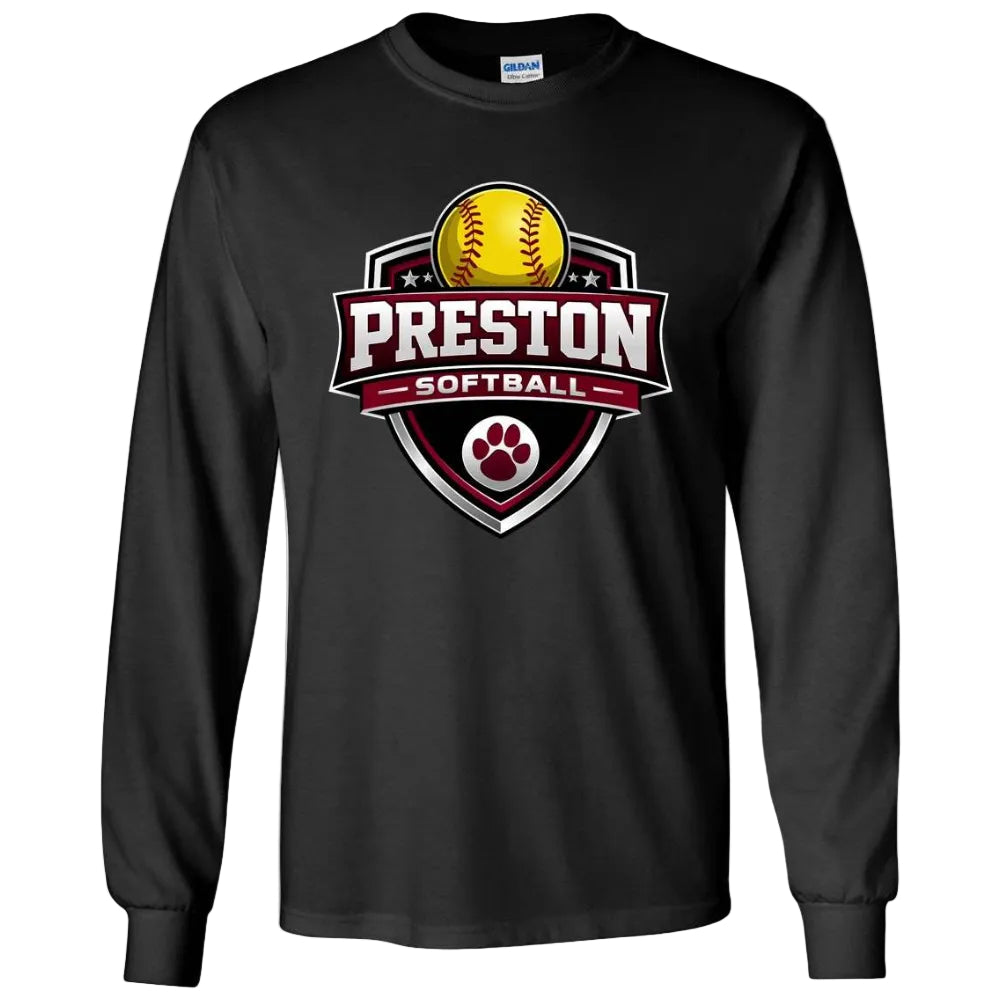 Preston High School Team Long Sleeve T-shirt w/ Softball Logo 