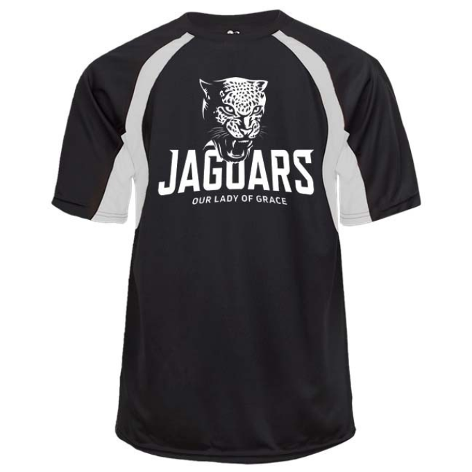 Our Lady of Grace School Spirit Hook Short Sleeve T-shirt w/ White Jaguar Logo 