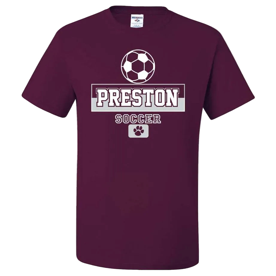 Preston High School Team Short Sleeve T-Shirt w/ Soccer Logo 