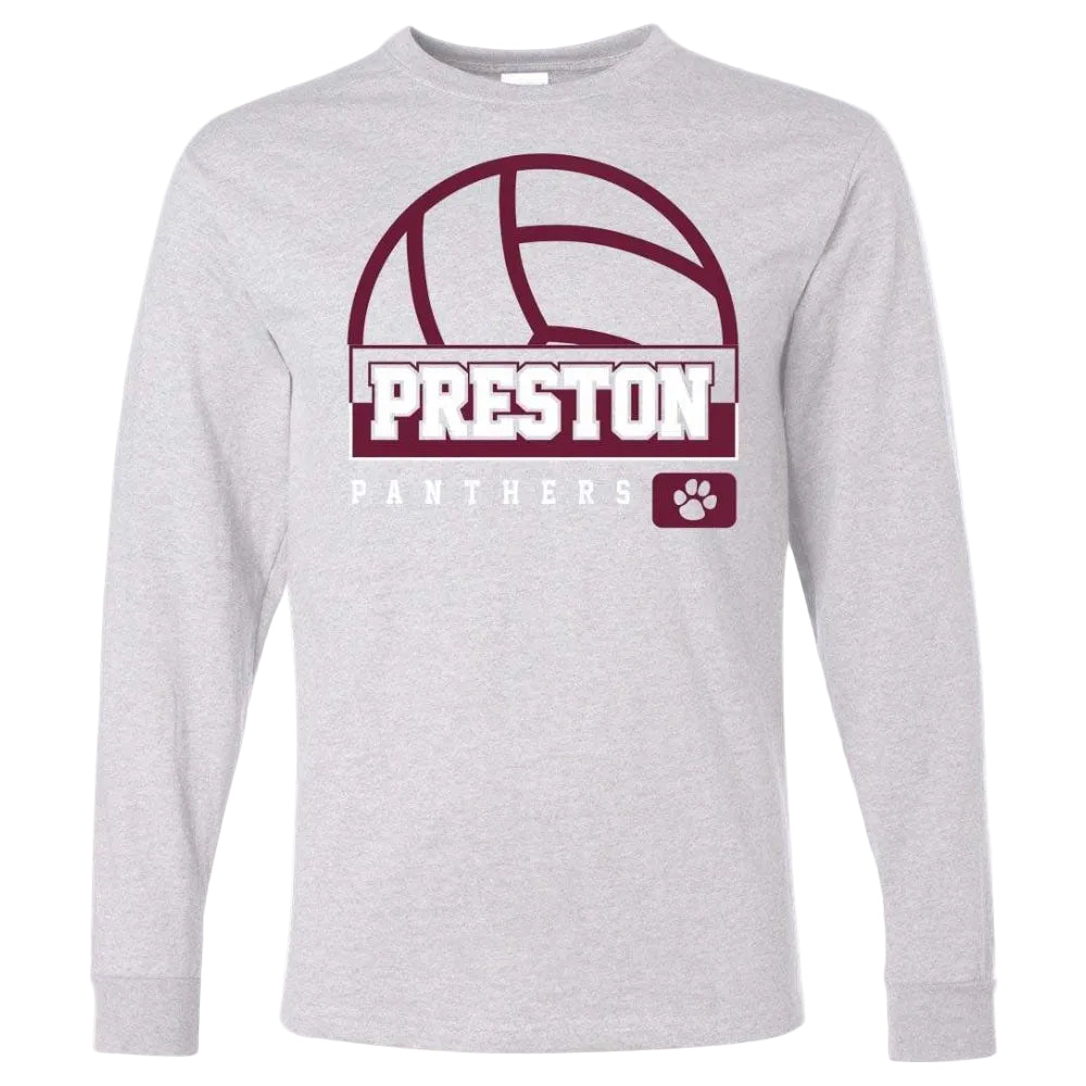 Preston High School Team Long Sleeve T-shirt w/ Volleyball Logo 
