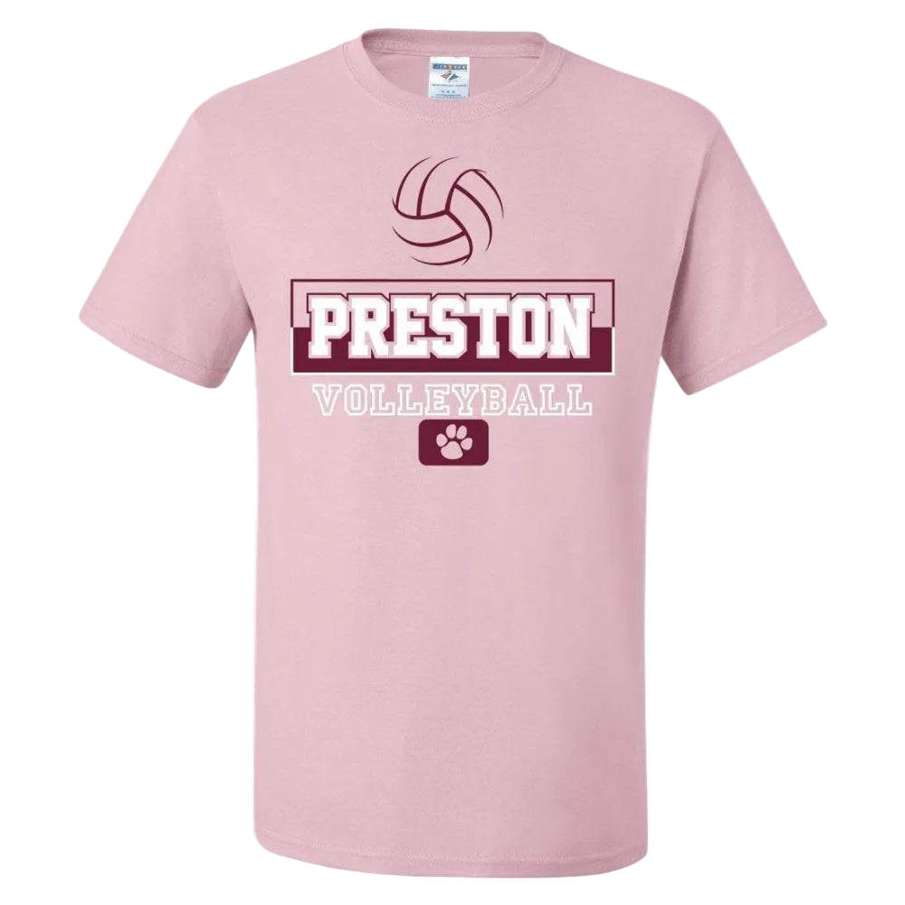 Preston High School Team Short Sleeve T-Shirt w/ Volleyball Logo 