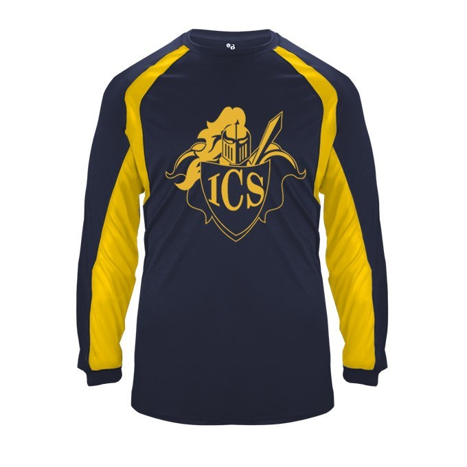 Immaculate Conception School Spirit Hook Long Sleeve T-shirt w/ Gold shield Logo 