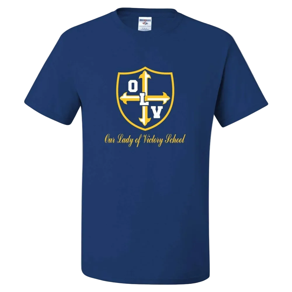 Our Lady of Victory School Spirit Short Sleeve T-Shirt w/ Gold Crest Logo 