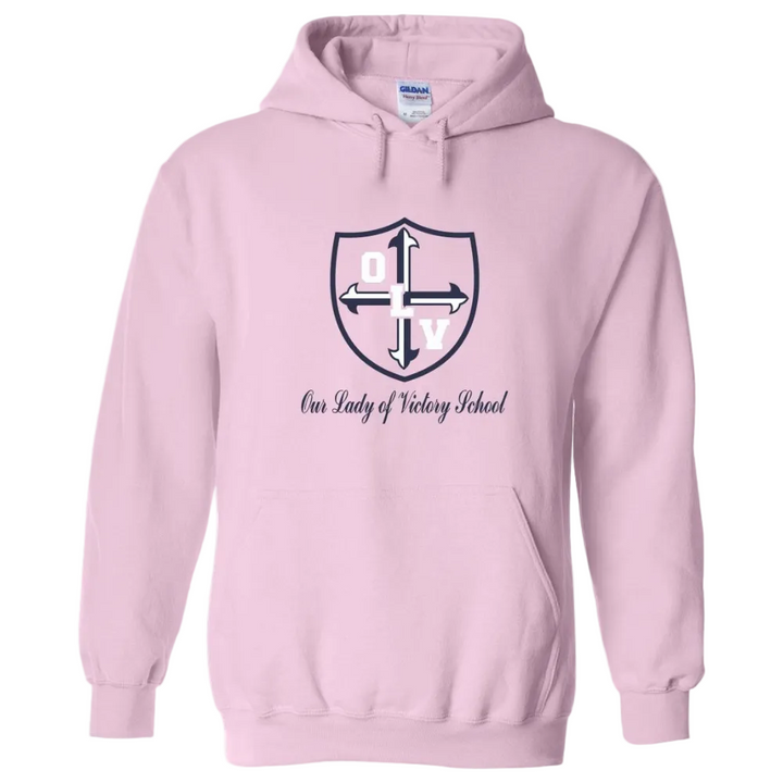 Our Lady of Victory School Spirit Pullover Hoodie w/ Navy Crest Logo 
