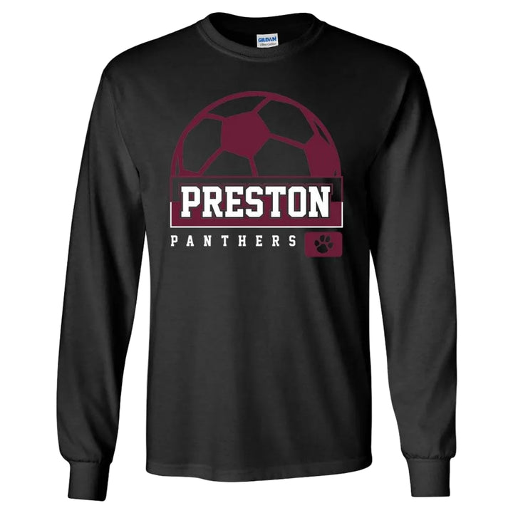 Preston High School Team Long Sleeve T-shirt w/ Soccer Logo 