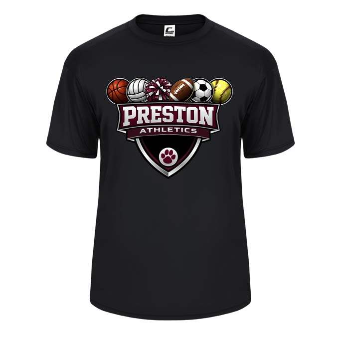 Preston High School Team Performance Short Sleeve T-shirt w/ Athletics Logo 