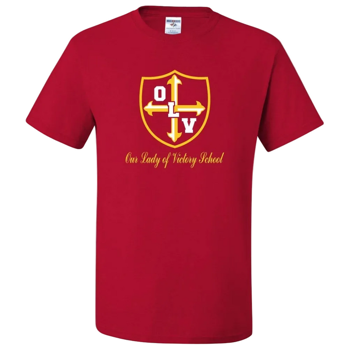 Our Lady of Victory School Spirit Short Sleeve T-Shirt w/ Gold Crest Logo 