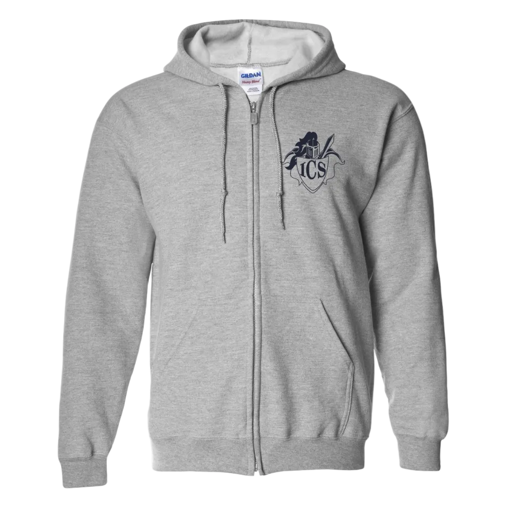 Immaculate Conception School Spirit Zip Hoodie w/ Small Navy Shield Logo 