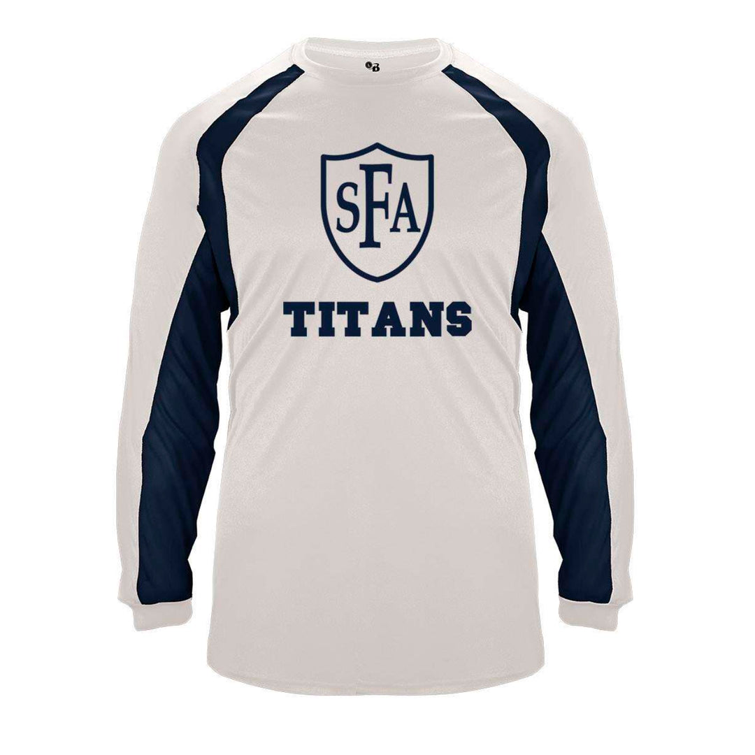 St. Francis of Assisi School Spirit Hook Long Sleeve T-shirt w/ Full Front Titans Logo 