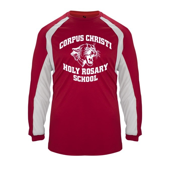 Corpus Christi-Holy Rosary School Spirit Hook Long Sleeve T-shirt w/ Jaguar Logo 