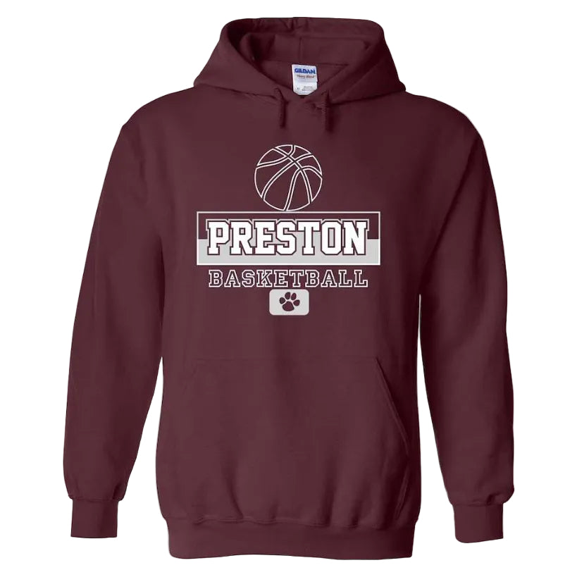 Preston High School Team Pullover Hoodie w/ Basketball Logo 