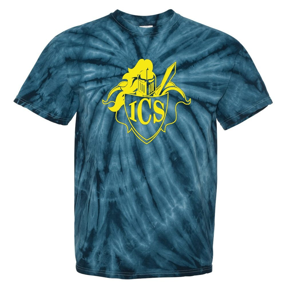 Immaculate Conception School Spirit Tie Dye Short Sleeve T-Shirt w/ Yellow Shield Logo 