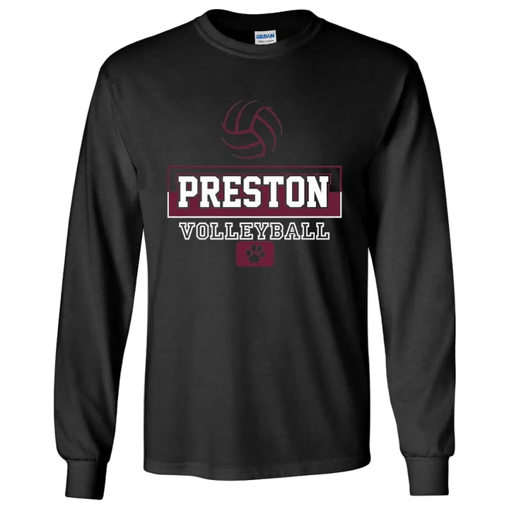 Preston High School Team Long Sleeve T-shirt w/ Volleyball Logo 