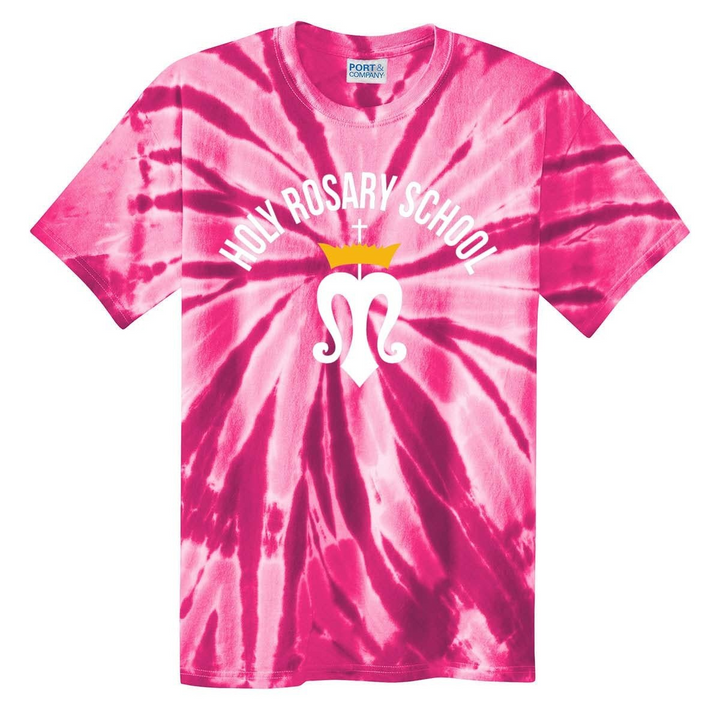 Holy Rosary School Spirit Tie Dye Short Sleeve T-Shirt w/ Logo 