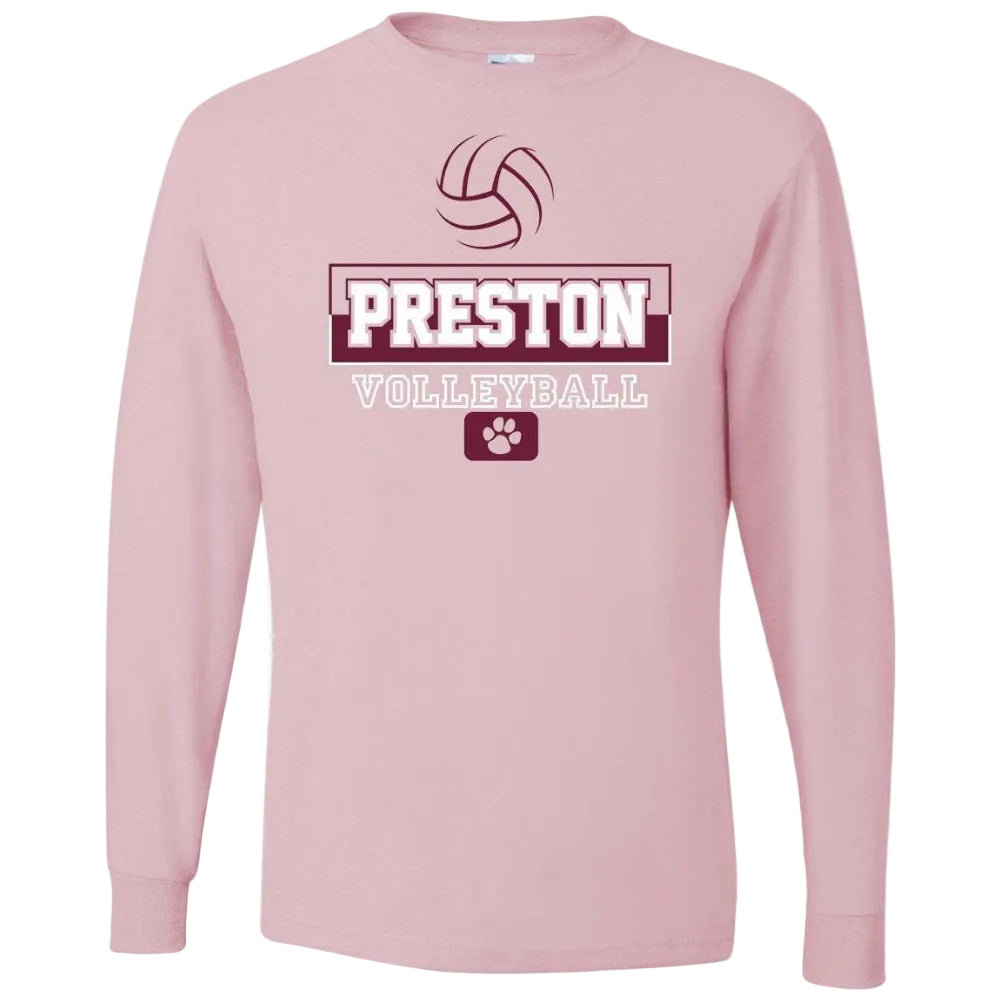 Preston High School Team Long Sleeve T-shirt w/ Volleyball Logo 