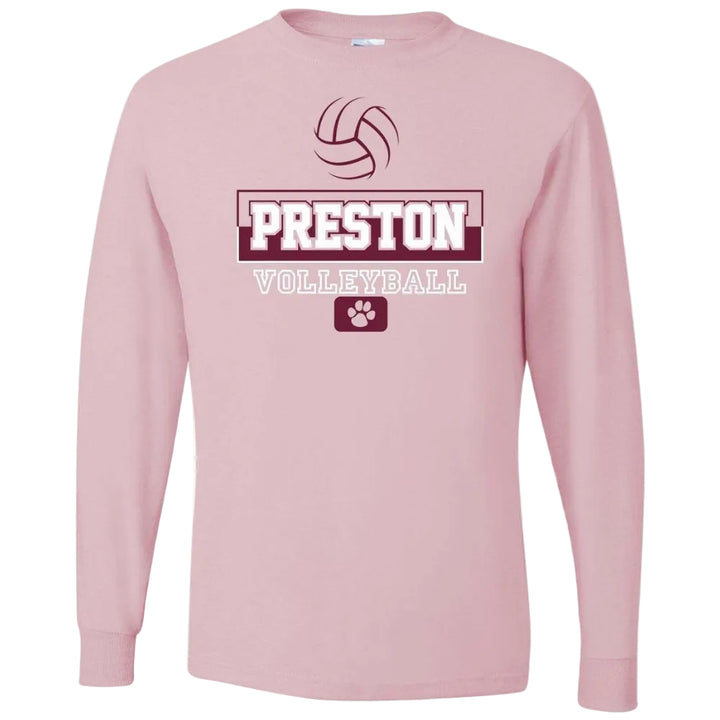 Preston High School Team Long Sleeve T-shirt w/ Volleyball Logo 