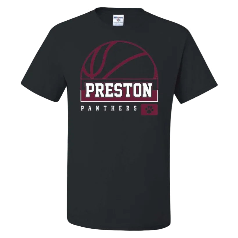 Preston High School Team Short Sleeve T-Shirt w/ Basketball Logo 