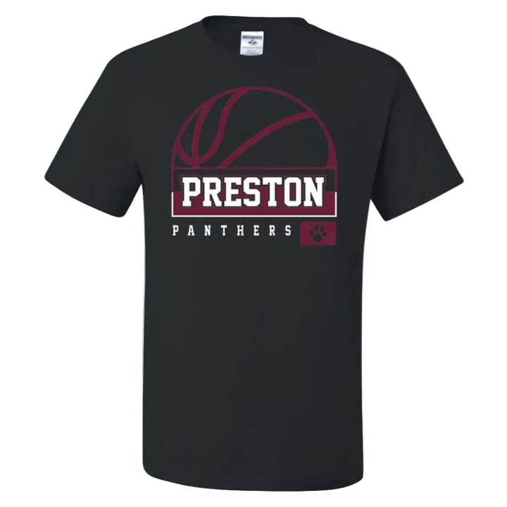 Preston High School Team Short Sleeve T-Shirt w/ Basketball Logo 