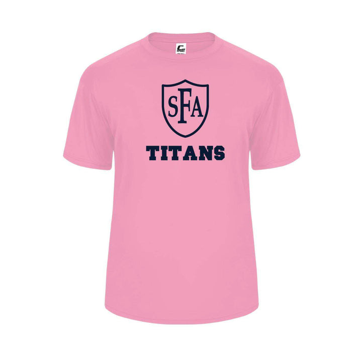 St. Francis of Assisi School Spirit Performance Short Sleeve T-shirt w/ Full Front Titans Logo 
