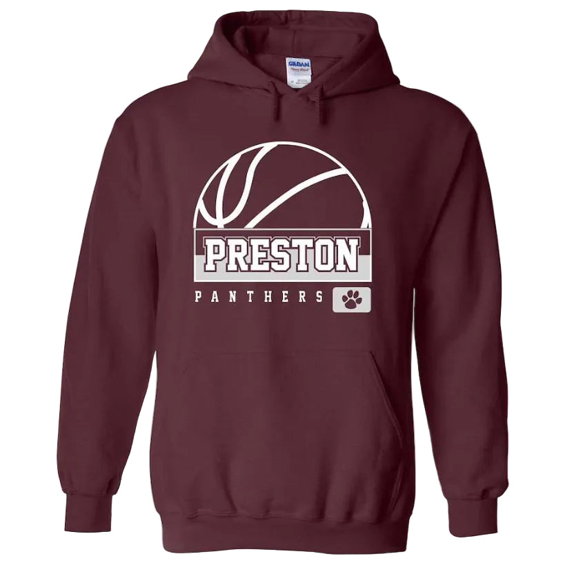 Preston High School Team Pullover Hoodie w/ Basketball Logo 