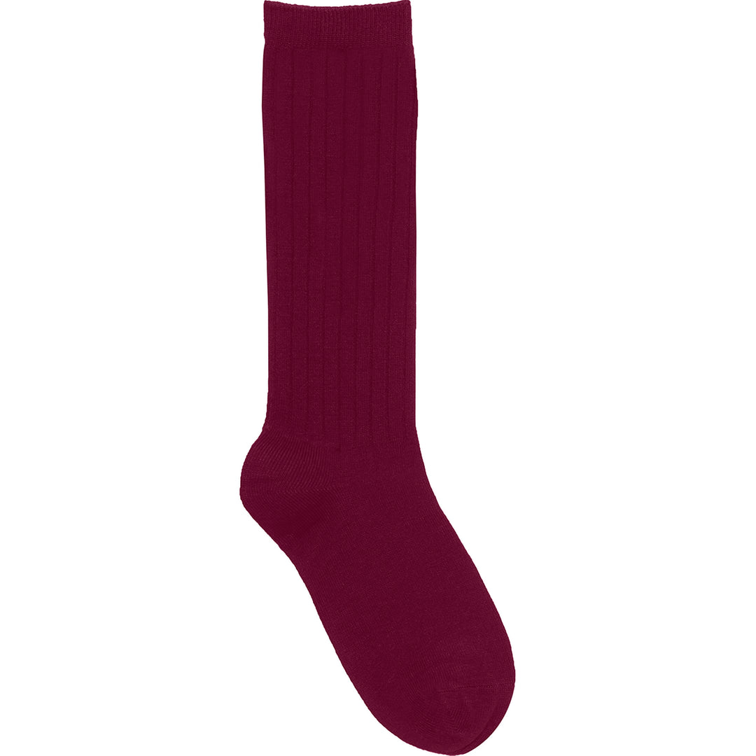 Burgundy 3-Pack Cable Knee Highs