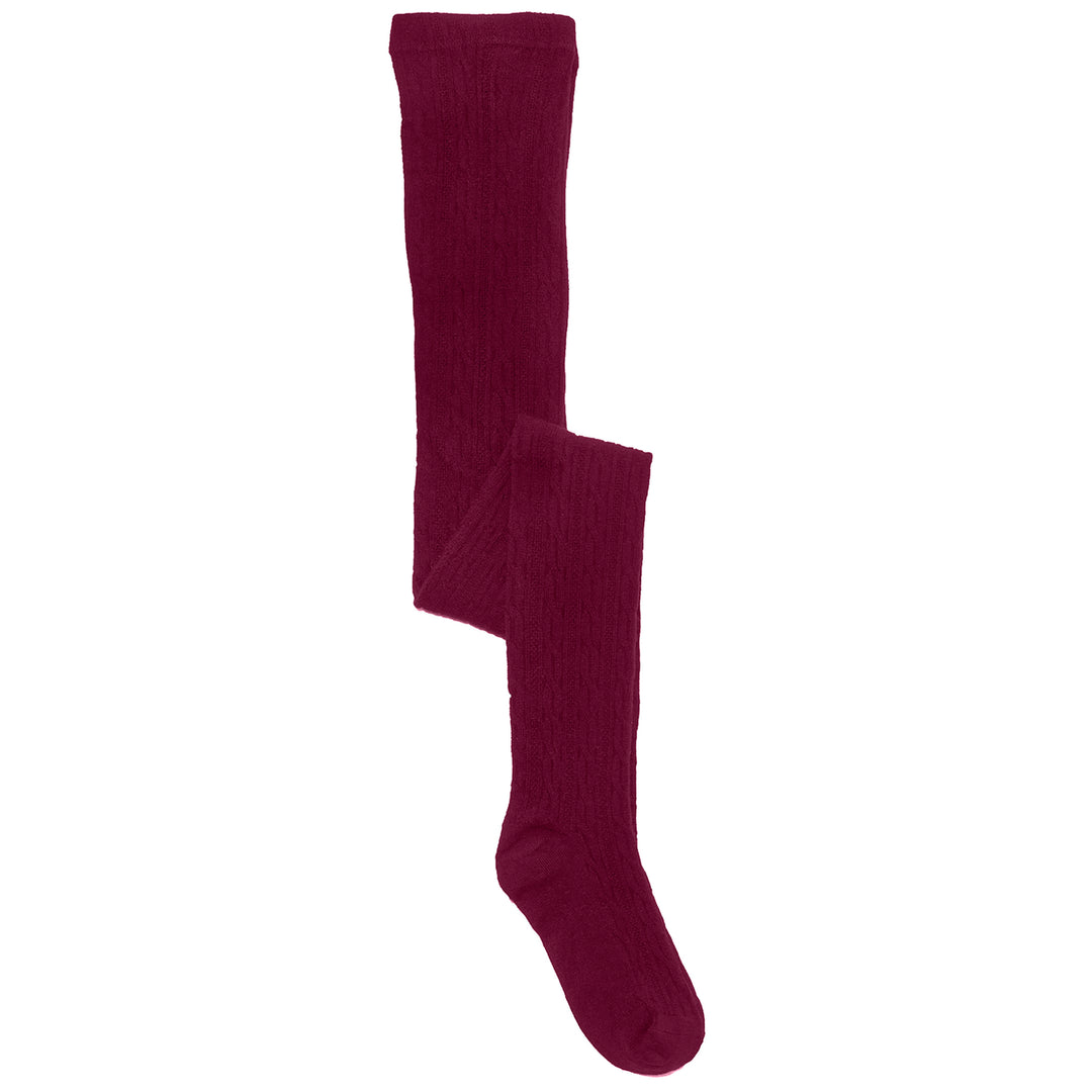 Burgundy Bamboo Cable Tights