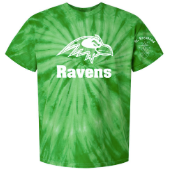 St. Raymond School Spirit Tie Dye Short Sleeve T-Shirt w/ White Raven Logo 