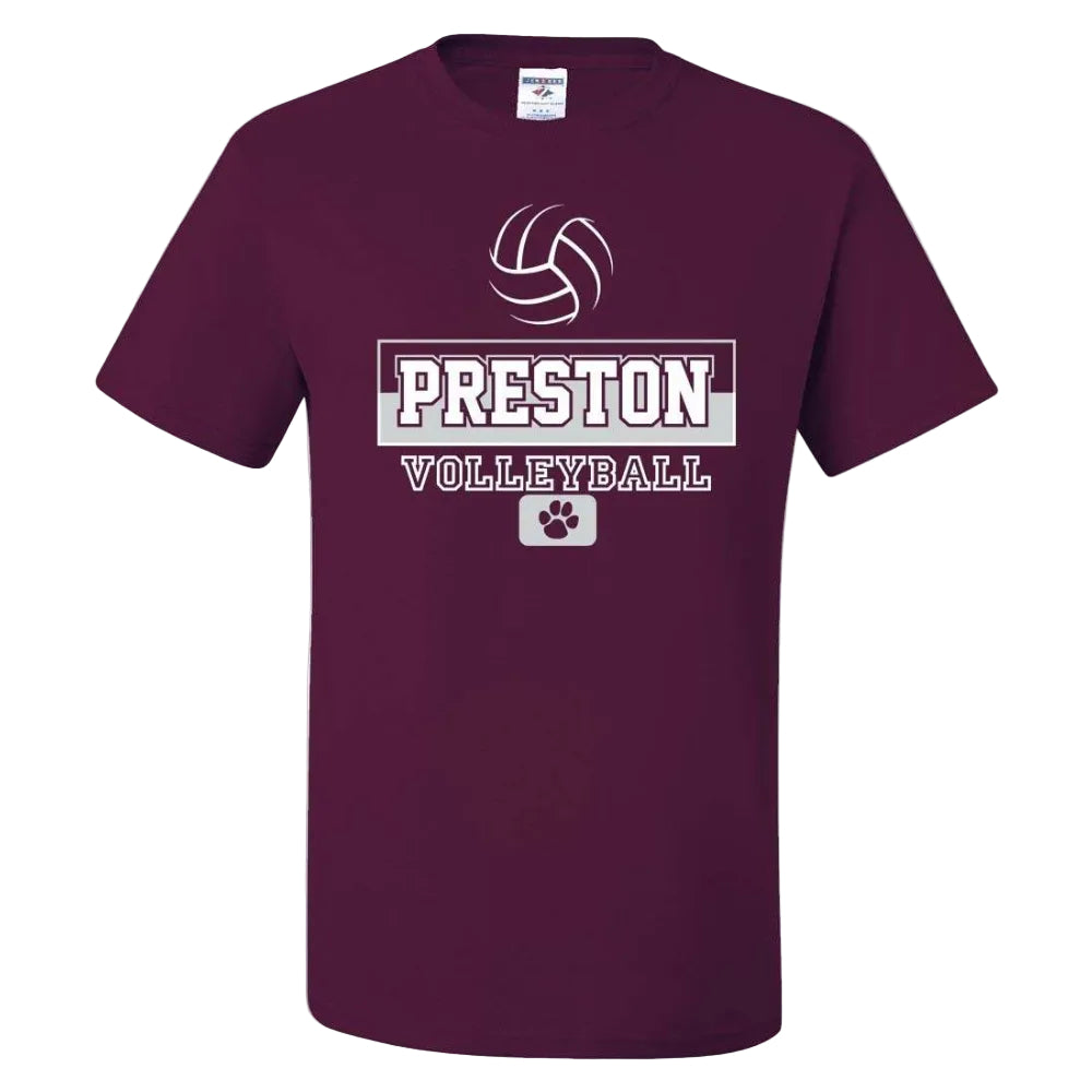Preston High School Team Short Sleeve T-Shirt w/ Volleyball Logo 