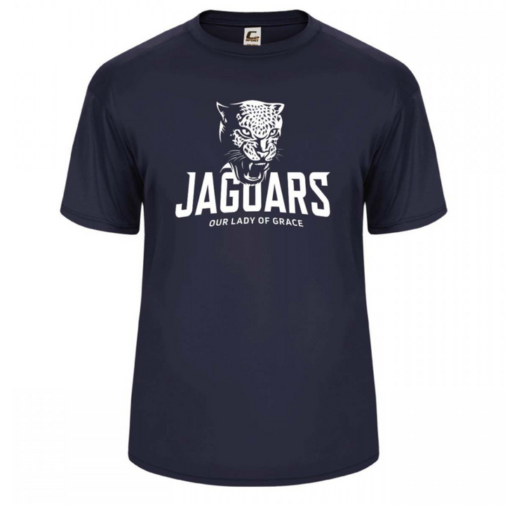 Our Lady of Grace School Spirit Performance Short Sleeve T-shirt w/ White Jaguar Logo 