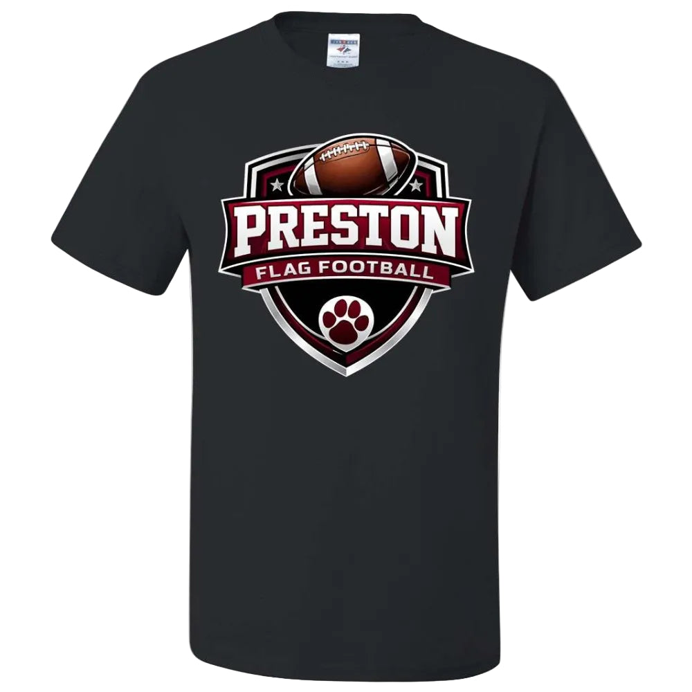 Preston High School Team Short Sleeve T-Shirt w/ Flag Football Logo 