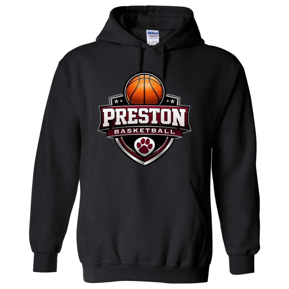 Preston High School Team Pullover Hoodie w/ Basketball Logo 