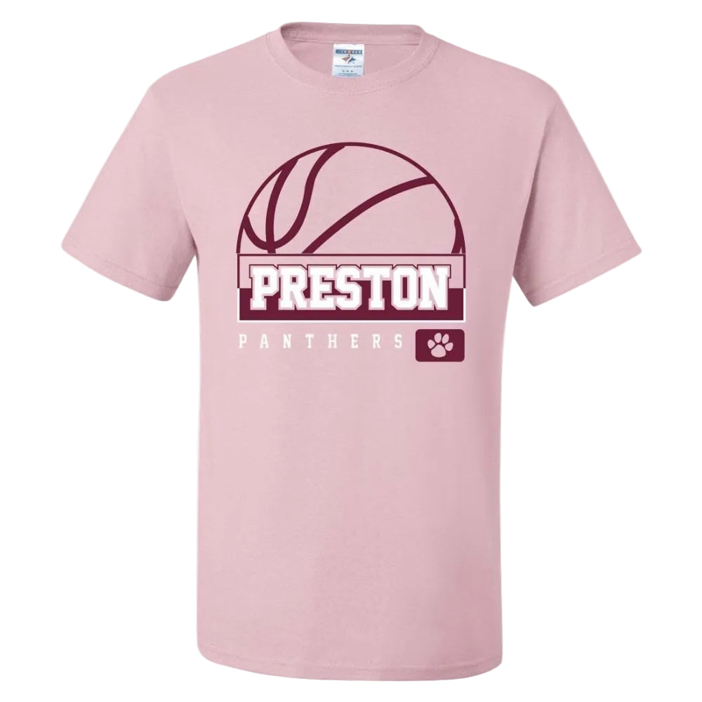 Preston High School Team Short Sleeve T-Shirt w/ Basketball Logo 
