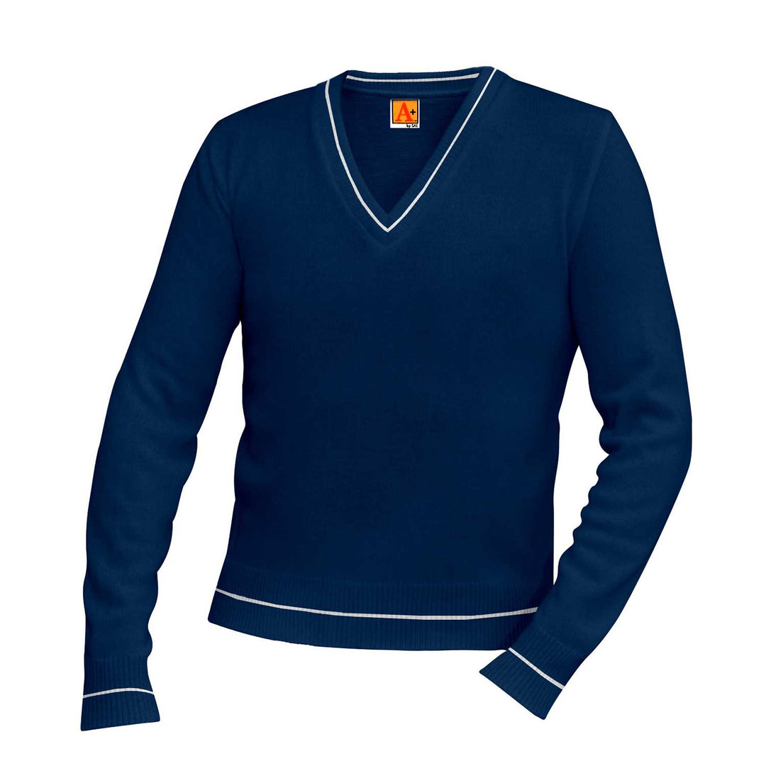 Navy with White Striped Varsity V-Neck