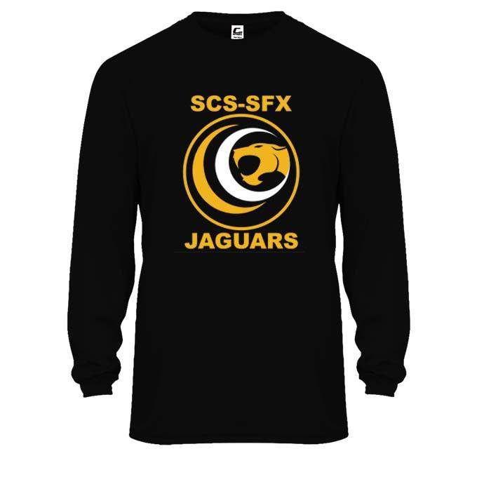 St. Clare of Assis- St. Francis Xavier School Spirit Performance Long Sleeve T-shirt w/ Jaguar Logo 