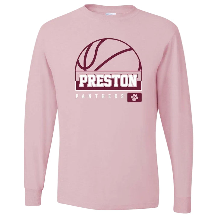 Preston High School Team Long Sleeve T-shirt w/ Basketball Logo 